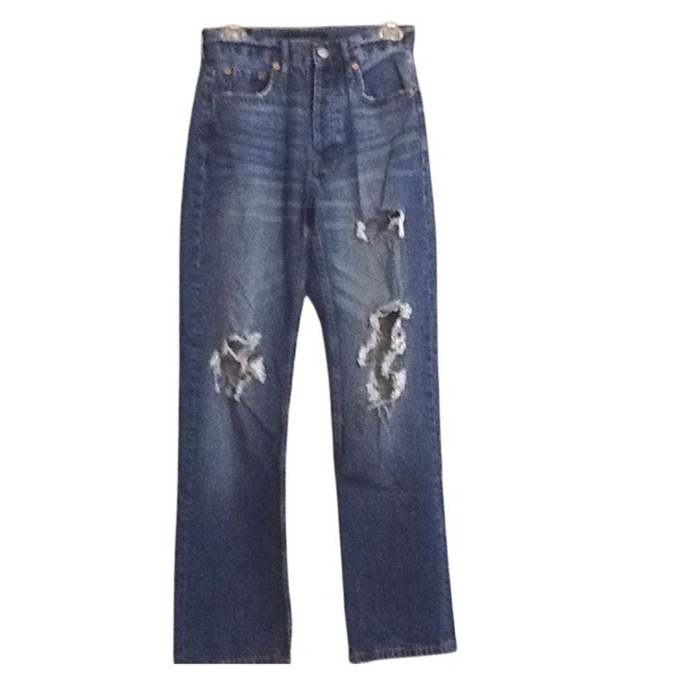 Aeropostale 90s Baggy Jeans W24 Size 2 Reg Distressed Denim Button Fly Y2K